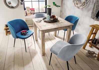 Unikat Esstisch Priya aus Altholz 90 x 76 x 90 cm Weiß
