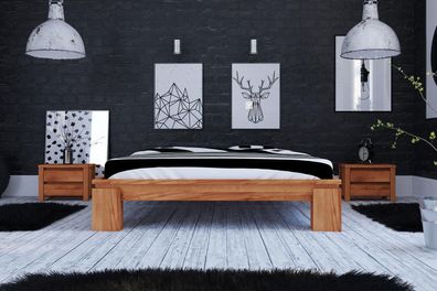 Bett Tinci 4 in Sonderlänge 160x210 cm aus Kernbuche massiv ohne Holzkopfteil