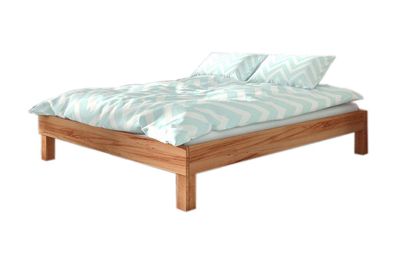 Bett Ringo 2 aus Kernbuche massiv 180x200 ohne Kopfteil mit Holzbeinen