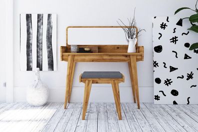 Schminktisch Jetro aus Wildeiche massiv 110x45x125 mit 1 Schublade und Spiegel