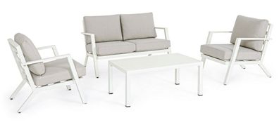 Lounge 4er Set Harlem aus Aluminium Weiß