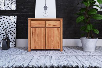 Kommode Tinci aus Kernbuche massiv 80x45x77 mit 2 Türen 2 Schubladen Holzbeinen