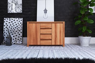 Kommode Tinci aus Kernbuche massiv 115x45x77 mit 2 Türen 4 Schubladen Holzbeinen