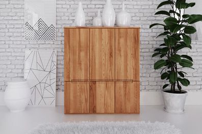 Kommode Bento aus Kernbuche massiv 111x45x129 cm mit 6 Türen