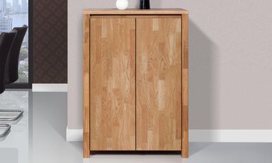 Kommode Tinci aus Wildeiche massiv 80x45x112 mit 2 Türen und Holzbeinen