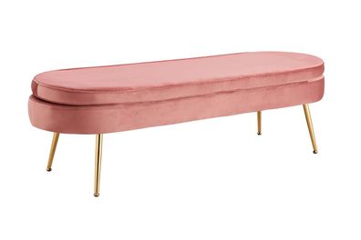 Sitzpouf Oval Rose 142 x 45 cm Samt mit Metallbeinen Gold