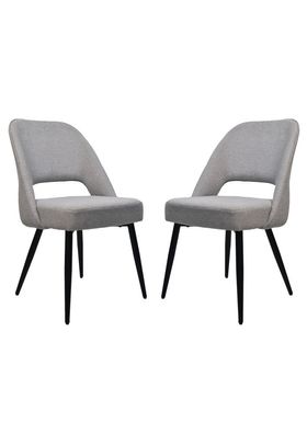 2er Set Esszimmerstühle Jenna 62 x 54 x 87 cm Baumwolle, Leinen, Metall Grau