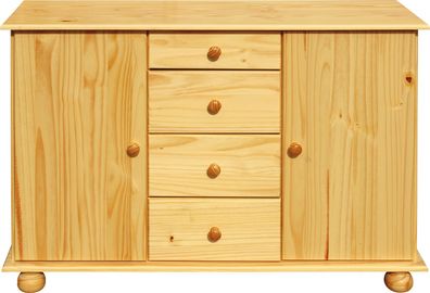 Kommode 119 x 38 x 81 cm Kiefernholz Sideboard Schrank Wohnzimmer Esszimmer Neu