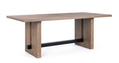 Esstisch Monroe 200 x 100 x 77 cm Eichenholz massiv mit Stahl Traverse schwarz