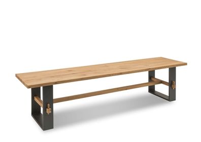 Frame Bank Pato 180x46x37 aus Asteiche und schwarzem Metall