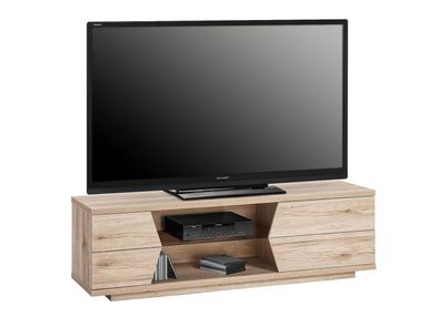 TV-Board Oslo 147x45 aus MDF Eiche Hell Dekor 1 Tür 2 Schubladen 2 offene Fächer