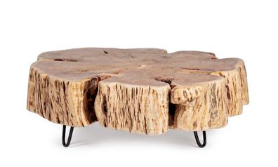 Couchtisch Eneas Tree 90 x 90 x 30 cm Akazienholz und Stahl Wohnzimmer Neu