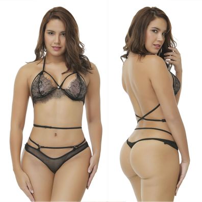 Sexy Dessous Schwarz Sexy Wimpern Spitze Dreipunkt-Bikini