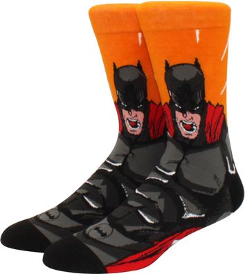 Batman Orange Socken - DC Comics Cartoon-Socken in 3/4-Länge, 360° Rundum-Motiv