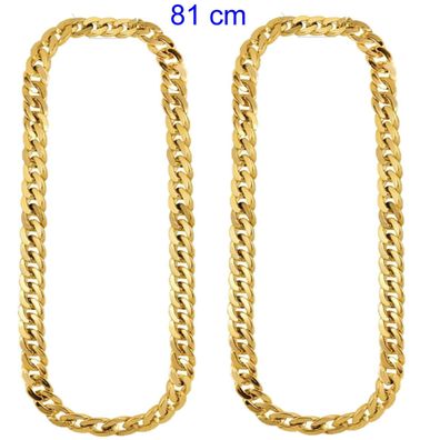 2 x Goldene Kette 81 cm Hip Hop Rapper Gangster Schmuck Gold Zuhälter 80er 90er