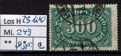 Los H23100: Deutsches Reich Mi. 249, gest., gepr. INFLA