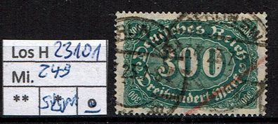 Los H23101: Deutsches Reich Mi. 249, gest., gepr. INFLA