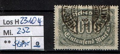 Los H23104: Deutsches Reich Mi. 252, gest., gepr. INFLA