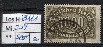 Los H23111: Deutsches Reich Mi. 254, gest., gepr. INFLA