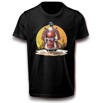 Samurai Ninja Ente Japan Held Kämpfer Lustig Fun T-Shirt 122 - 3XL Baumwolle