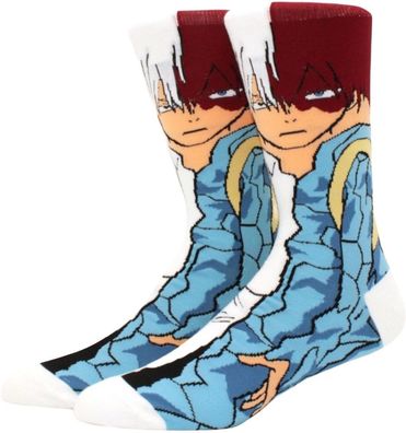 Todoroki Shoto Socken - My Hero Academia Manga Crew Motivsocken in 3/4-Länge