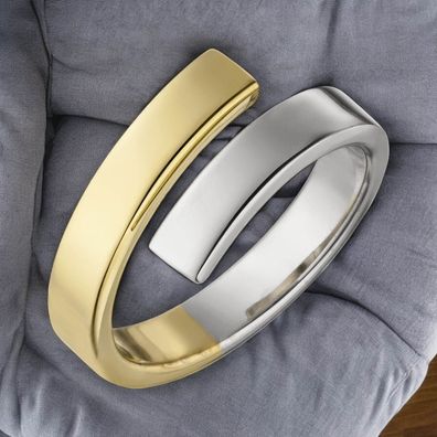 Damen Ring offen 925 Sterling Silber bicolor vergoldet Silberring