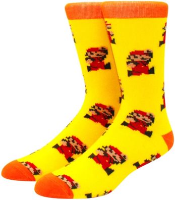 Running Mario Gelbe Charakters Socken - Mario 360° Charakter Cartoon Motiv-Socken