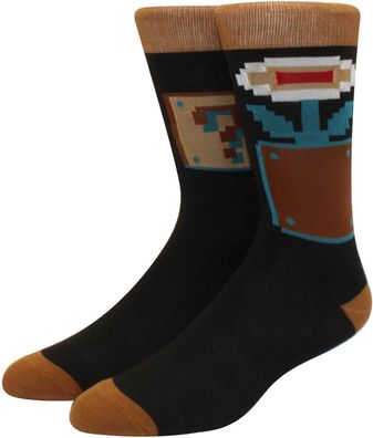 Feuerblume & Question Mark Twins Socken - Mario 360° Charakter Cartoon Motiv-Socken