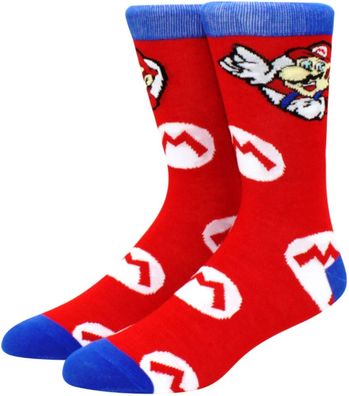 Mario Big M & Happy Face Lustige Socken - Mario 360° Charakter Cartoon Motiv-Socken