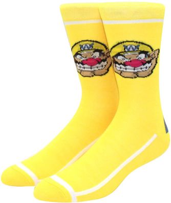 Waluigi Gelbe Lustige Socken - Super Mario Bros. 360° Charakter Cartoon Motiv-Socken