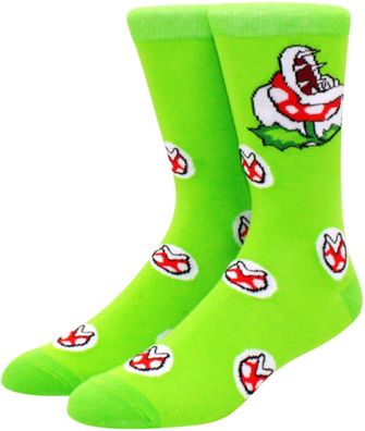 Piranha-Pflanze Grüne Socken - Super Mario Kart 360° Charakter Cartoon Motiv-Socken