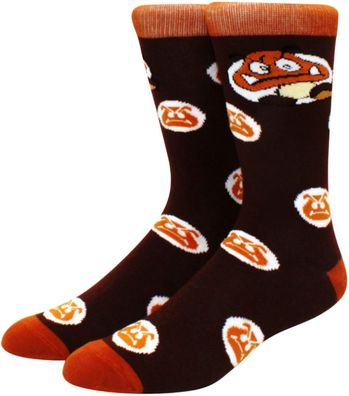 Gumba Braune Coole Socken - Super Mario Kart 360° Charakter Cartoon Motiv-Socken