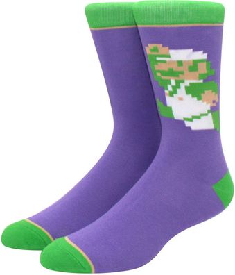 Weiße Luigi Coole Socken - Super Mario Kart 360° Charakter Cartoon Motiv-Socken