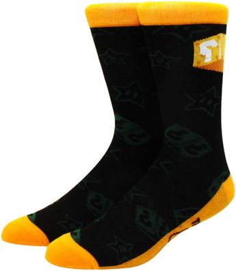 Quastion Block Coole Socken - Super Mario Kart 360° Charakter Cartoon Motiv-Socken