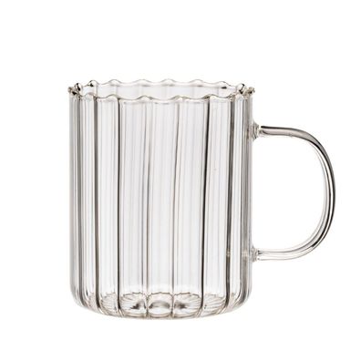 Zoha 2er Set Glas Riffle Cup Kaffeeglas Teeglas Heißgetränke - 350 ml, Borosilikat