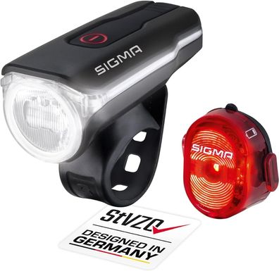 Sigma Sport LED Fahrradbeleuchtung-Set AURA Sichtbarkeit 400 m IPX4 Micro-USB