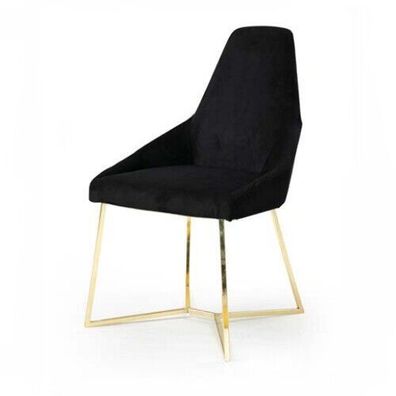 Schwarzer Polsterstuhl Designer Edelstahl Einsitzer Edle Esszimmer Möbel