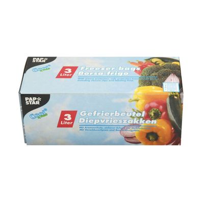 Papstar Gefrierbeutel, LLDPE, 3 L, 32 x 25 cm transparent in Faltschachtel | Packung