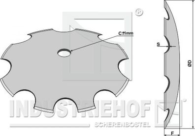 Scheibe für Scheibeneggen gezahnte Schneide Ø710x8mm zur Montage auf runde Welle