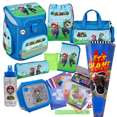 Scooli Schulranzen Super Mario Brothers 22 Teile-Set Schultüte Sporttasche u. Zubehör