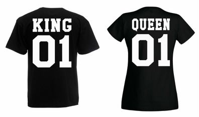 Blondie & Brownie Fun Partner Herren Damen Shirt KING & QUEEN Pärchen Mr Mrs BFF