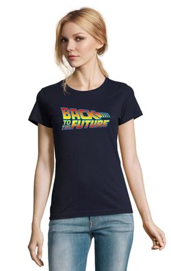 Blondie & Brownie Fun Damen Shirt Zurück In Die Zukunft Back To Future Delorean