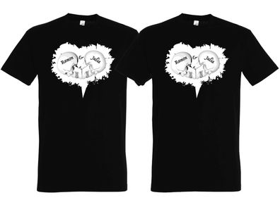 Blondie & Brownie Skull Julia Partner Romeo Pärchen T-Shirt Wunsnamen King Queen