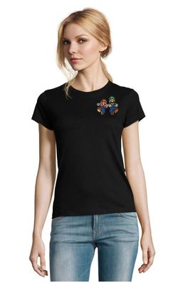 Blondie & Brownie Damen Fun Shirt Mario und Luigi Stick Patch Peach Yoshi Toad