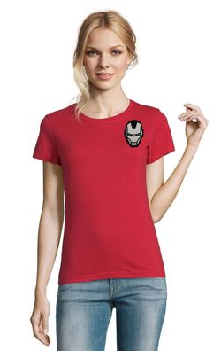 Blondie & Brownie Damen Fun Shirt Iron Man Stick Patch Stark Superheld Hulk Hero