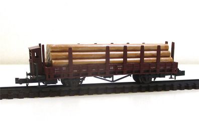 Spur N Roco 02314B Rungenwagen mit Holzladung Bastler - OVP (6670H)