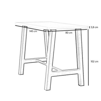 Bronx71 Bartisch Disa rechteckig schwarz Melamin 140 x 80 x 106 cm