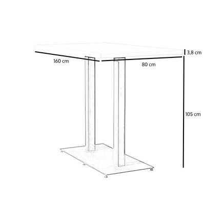 Bronx71 Bartisch Nils Eichenlook Melamin 160 x 80 x 109 cm