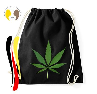 Blondie & Brownie Baumwoll Turnbeutel Tasche Hanf Weed Cannabis Blatt 420 Dope