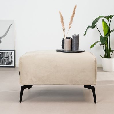 Bronx71 Samt Hocker Vegas rechteckig beige